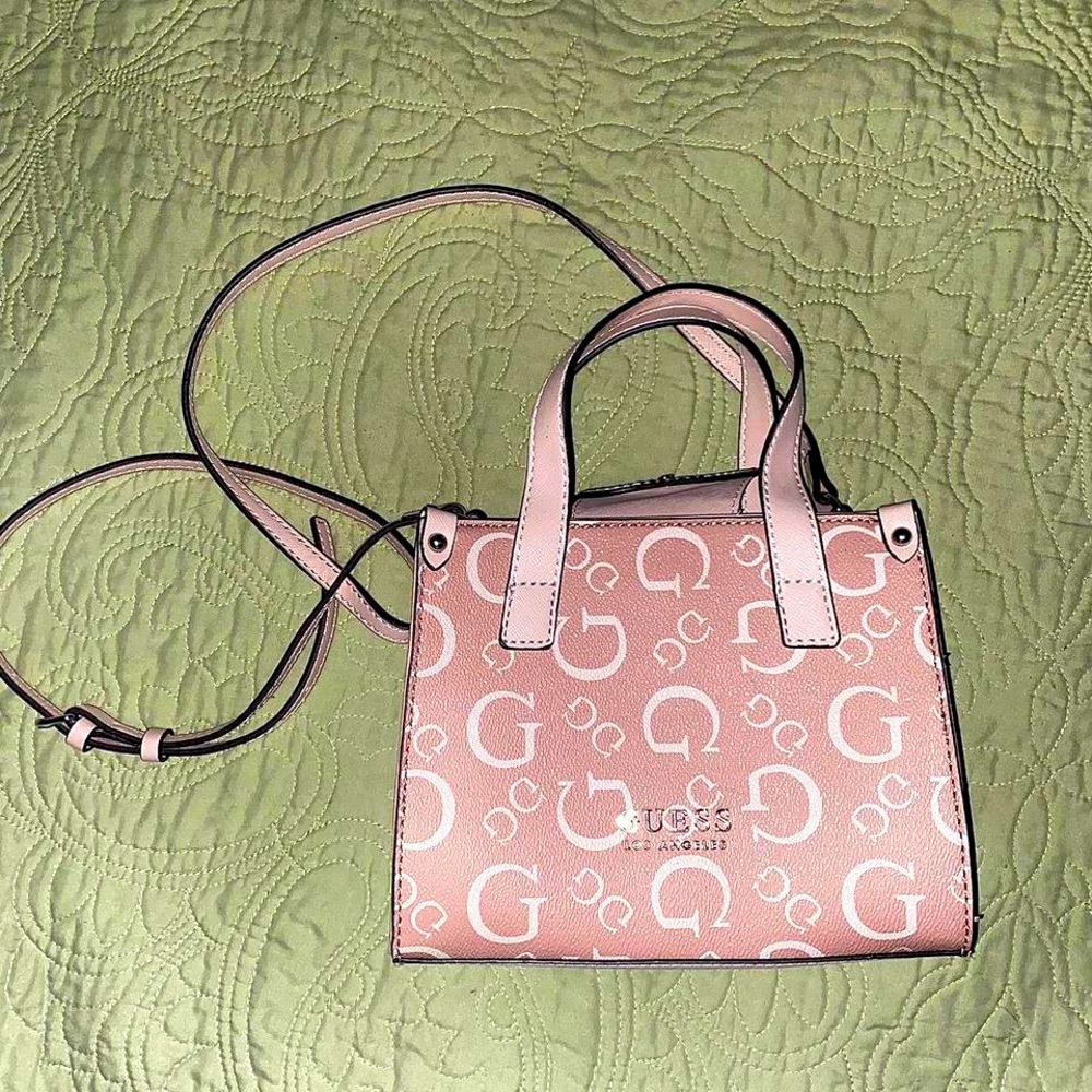 GUESS Embossed Mini Tote Rose Gold Crossbody Bag